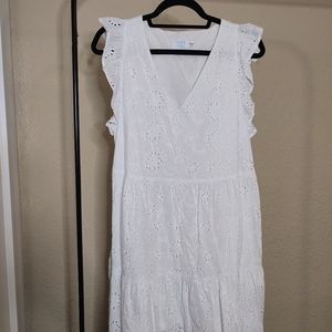 Time and Tru Eyelet White Mini Dress